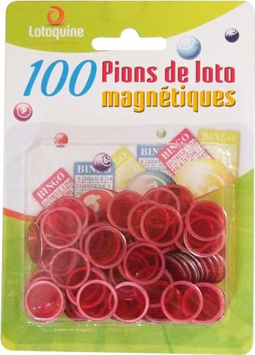 100 pions magnétique Rouge - Loto - Accessoire Bingo - Jeu - Aimant - Carte - 001