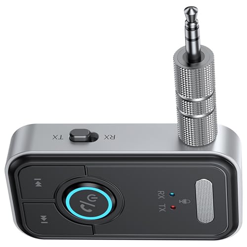 Bluetooth 5.3 Transmitter Receiver 3.5mm AUX Adapter 2 in 1 Wireless Audio Adapter for Vehicles and Home Stereos