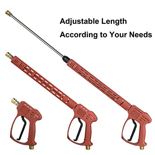 Raincovo 5000 PSI Deluxe Pressure Washer Gun for Hot and Cold Water, with Replacement Wand Extension and 5 Nozzle Tips, M22 14mm or M22 15mm Fitting, 40 Inch