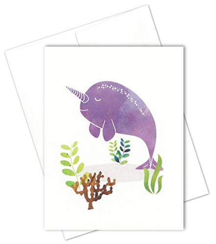 Cartes de vœux vierges narwhal lot de 10 pour toutes les occasions