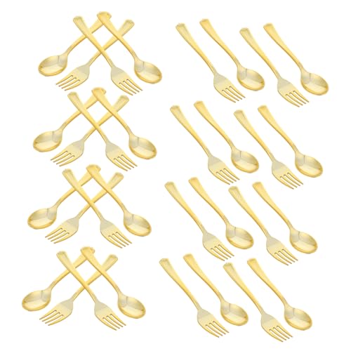 CIYODO 120個入り使い捨てゴールドカトラリー 光沢あるフォーク スプーン
