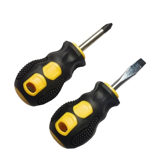2PCS Short Phillips-Head and Flathead Screwdrivers Pocket Magnetic Screwdriver Set for DIY Repairing
