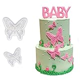 Joinor 2 Pcs Butterfly Cake Mold Sugarcraft Fondant Cookie Plunger Cutters Decorating Kit Random Color