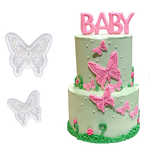 Joinor 2 Pcs Butterfly Cake Mold Sugarcraft Fondant Cookie Cutters Decorating Kit