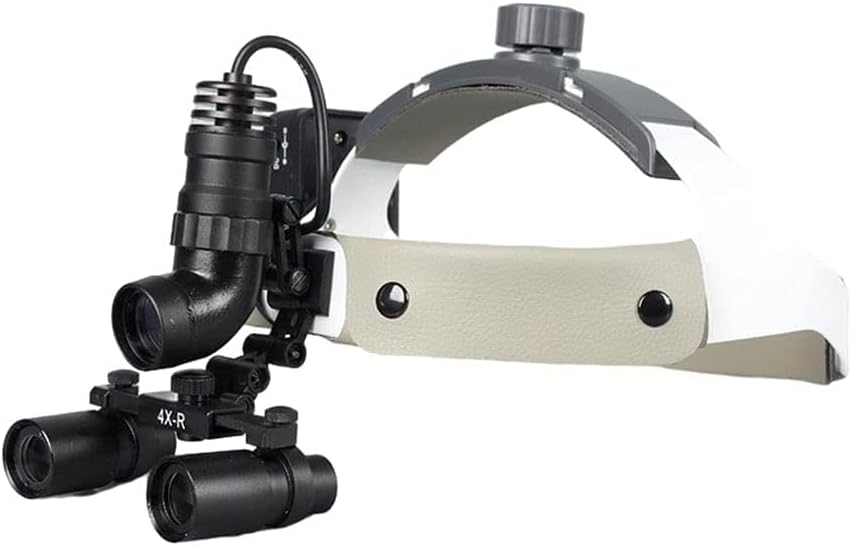 4X Dental Loupe, Surgical Headband Binocular Loupes, Portable 5W LED Headlight, 280-600mm Working Distance Optical Glass, for Dental, Surgical, Jeweler, or Hobby