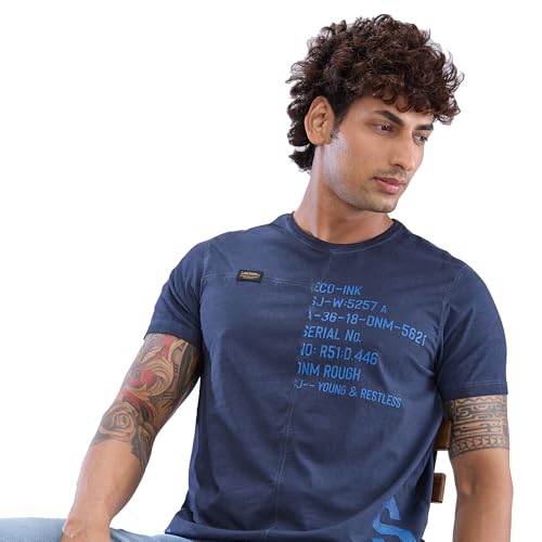 Image of Spykar Men's Comfort Fit Round Neck Half Sleeve Solid Casual T-Shirt