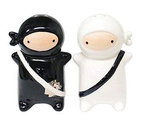 japanese salt and pepper - 180 Degrees Pj0345 Japanese Ninja Kids Salt & Pepper Shaker Set, Black and White