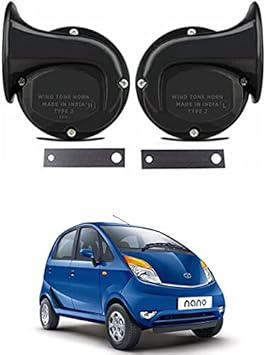 RKPSP Universal Windtone Jalwa Horn (2 and 4 Wheelers), Black Color, Heavy Plastic Body, Set of 2, 12V Voltage for Nano Universal for All Models