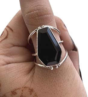 Black Onyx Gemstone silver ring, 10x17 mm Coffin Shape Gemstone ring, Beautiful Ring, Natural Black Onyx, Coffin silver ring, Boho Ring, Coffin Ring, Handmade Statement Ring, Gift For HerHim