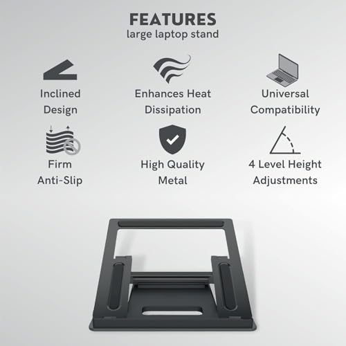 Image of SOOPII Mini Premium Metal Folding Portable, Lightweight Laptop Stand Non-Slip Base Tabletop Risers for 10-17 Inch Laptop & Keyboard Cooling Padstand Pack of 2pcs (JDL-45)