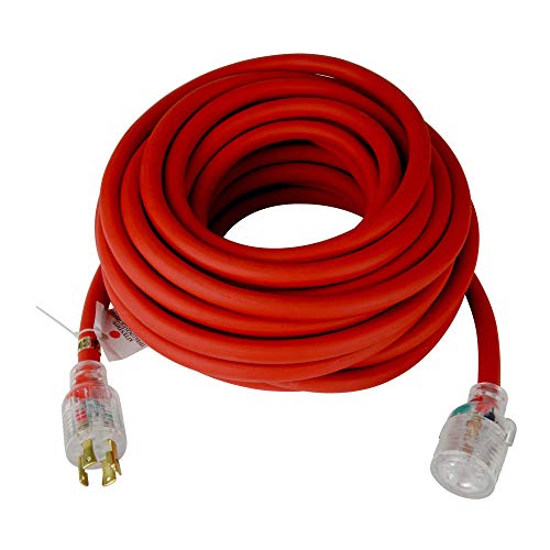 TEMCo 50 ft L14-30 - 30Amp EXTREME Cold Weather Generator Extension Power Cord w/Lighted Plugs SJEOW Insulation Remains Flexible to -58F(-50C) 10 Gauge 4 Prong 125/250V 7500W UL Listed 1 YearWarranty