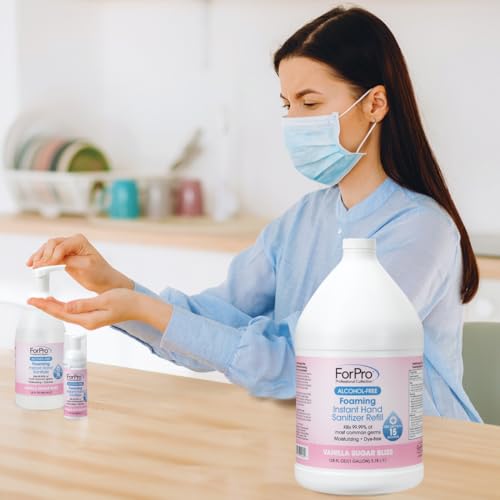 Image of ForPro Alcohol-Free Foaming Instant Hand Sanitizer, 1 Gallon (128 fl oz) Refill - Moisturizing, Dye-Free Formula, Vanilla Sugar Bliss Scent