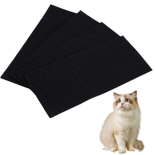 URYVAIW Filtri a Carbone Attivo per Lettiera, Set da 4, Filtri di Carbone Lunghi, Neutralizzatori di Odori, per Lettiere con Coperchio, Altamente Assorbenti