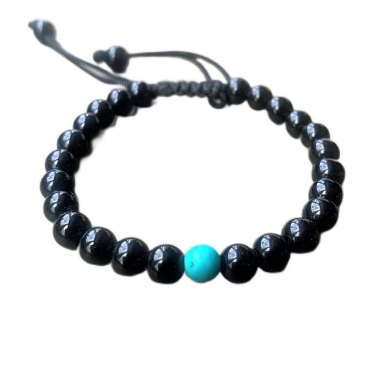Bracelet onyx noir et turquoise 8mm en fil ajustable de haute qualité