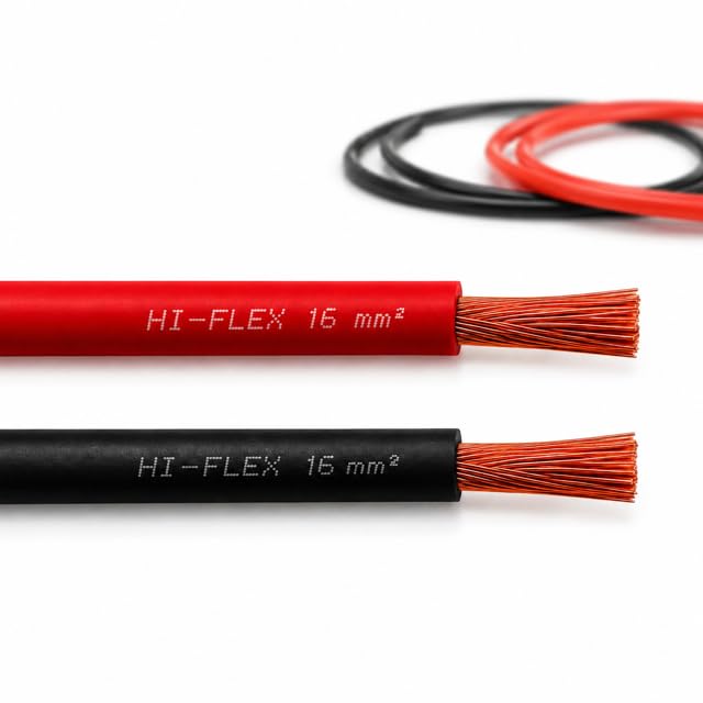 electrosmart 16mm Hi-Flex Battery Cable Welding Red Black Car Starter Power Live Earth 110 Amp Wire (Pair, 3m)