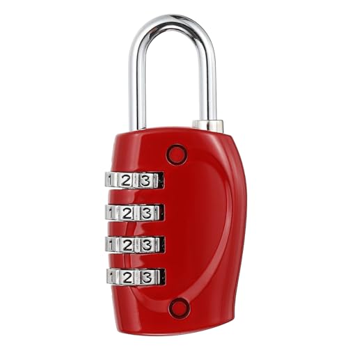 Image of PATIKIL Combination Lock, 4 Digit Outdoor Padlock Waterproof Locker Lock for Luggage Suitcase, Gym Locker, Fence, Filing Cabinets, Toolbox, Gate, Red