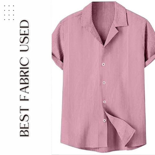 Image of MiraMichi Stylish Men's Regular Fit Half-Sleeve Corduroy Striped Casual Shirt - Perfect