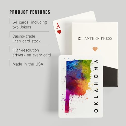 Lantern Press Baraja de Poker Acuarela Oklahoma 52 Cartas miniatura 3