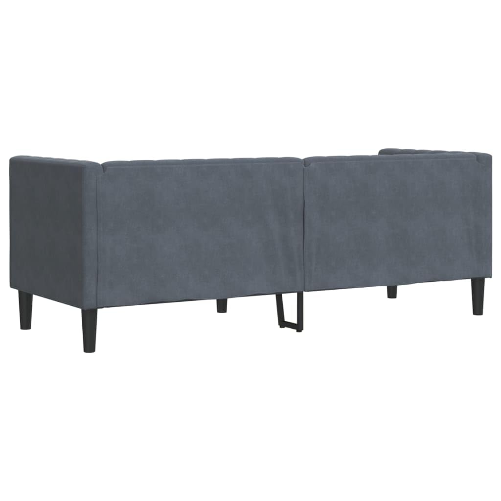 Chesterfield, divano in velluto a 3 posti, grigio scuro, 194 x 74,5 x 70,5 cm, con cuscino cervicale e chiusura a bottoni, comodo rinnovamento per soggiorno, camera da letto, ufficio