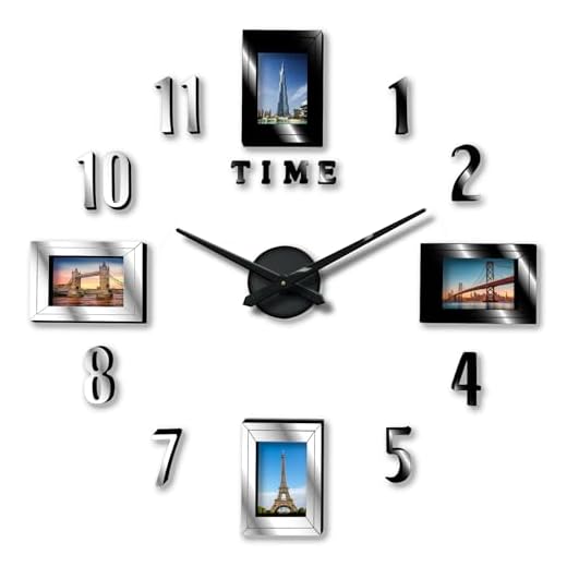 Larsa Home, Frameless 3 D Analog DIY Wall Clock Adjustable Size Large Modern Sticker Numbers with