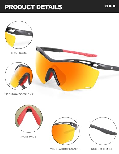 Image of BIRCEN Mens Polarized Sunglasses for Sports: TR90 Lightweight Sun Glasses Wrap Around Shades for Fishing Driving Cycling