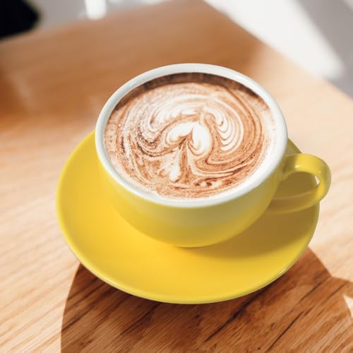 ionEgg Porcelain Coffee Cup with Saucer 220ml for Cappuccino, Latte and Tea, Yellow - Image 6
