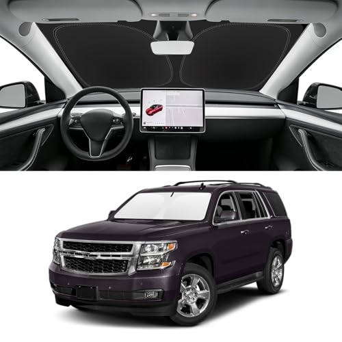 SLOGENTO Custom Fit Windshield Sun Shade for Chevy Tahoe 2015-2020, Blocks UV & Heat, Front Window...