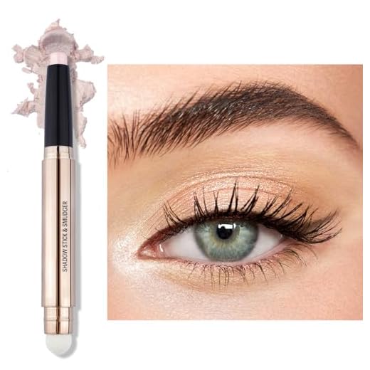 Erinde Cream Eyeshadow Stick, Shimmer Metallic Eye Shadow Crayon Makeup Pen, Cream Eye Highlighter Brightener Stick, Waterproof, Long Lasting, Highly Pigmented, Save Time, 02# Light Gold Shimmer