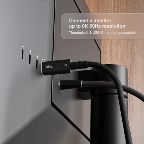 Image of CalDigit Thunderbolt 5 Pro Braided Cable - 120Gbps 240W Power Delivery, Compatible with Thunderbolt 3, 4, USB4 Type C, MacBook Pro, iMac, iPhone 16 Max, Black (1m /3.28ft /39.37 Inches)