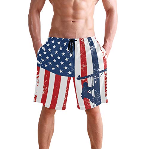 American Flag Lineman Lineworker Swim Trunks Summer Beach Shorts Pockets Boardshorts Men Mesh Lining