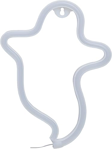 Miniatura 9 de Letreros de neón de fantasma, luces de noche de Halloween, con forma de fantasma, lámpara LED colgante con USBluces nocturnas, lámpara de neón de