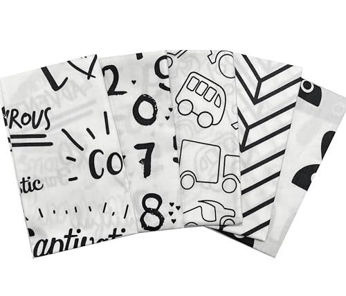 Amornphan 100% Printed White Series Cotton Fabric Cartoon Number Logo Bundles Quilting Fabric for Patchwork Needlework DIY Handmade Sewing Crafting Face Mask Precut 16