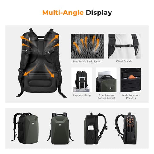 Image of K&F CONCEPT Camera Backpack,Hardshell Photography DSLR Camera Bag with 15-15.6 Inch Laptop Compartment Waterproof Hard Shell Camera Case