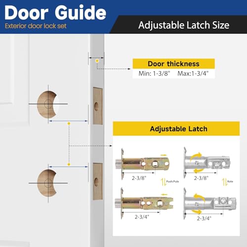 RAFECIEE Exterior Door Lock Set, Single Cylinder Deadbolt Lock and Door Knob Set, Front Door Lock Set, Satin Nickel Door Knob and Deadbolt Set, Not Keyed Alike, 2 Pack by RAFECIEE - Used condition - Image 3