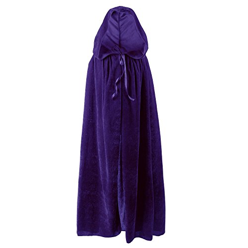 discoball Kinder Halloween Umhang mit Kapuze Vampir Kostüm Lang Satin Samt Cape Unisex Kapuze Karneval Fasching Cosplay Party Einheitsgröße für Kinder von ca. 8-10 Jahre (Lila)