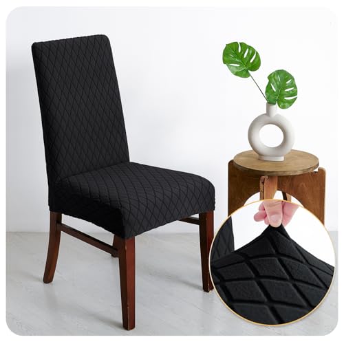 LANSHENG Stuhlhussen 6er Set, Waschbar Stuhlbezug Schwingstühle, Schwarz – Ansicht 3