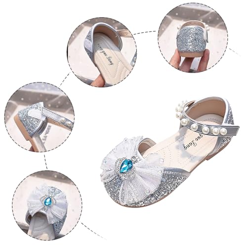 IWIHMIV Girls Sandals Close Toed Cute Bow Princess Girls Flat Sparkly Summer Soft Sole Non Slip Dress Shoes for Toddler2