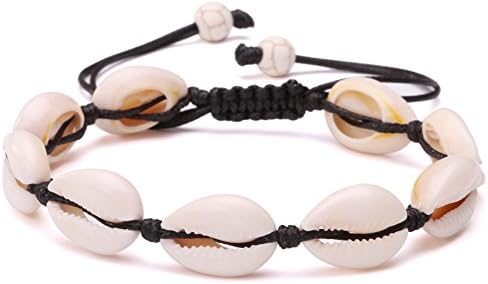 POTESSA Natural Cowrie Beads Shell Anklet Bracelet Handmade Beach Foot Jewelry Hawaiian Jamaican Style Adjustable for Women Unisex