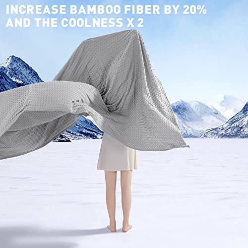 Lbro2M Waffle Blanket Queen(90"X90"),60% Bamboo And 40% Cotton Cooling Blankets,Summer Lightweight Bed Sofa Couch Throws,Super Soft Cool Weave Travel For All Season,Grey #TOP2