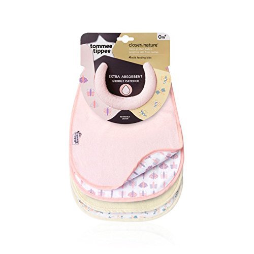 Baberos para Lactancia - Tommee Tippee - Pack de 4 Baberos Color Rosa y Fantasia Reversibles Cover