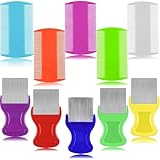 10 Pcs Head Hair Comb Including 5 Pieces Hair Comb Double Sided 5 Pieces Removal Dandruff Comb Hair Grooming Comb with Metal Teeth (Orange, Blue, Purple, White, green)