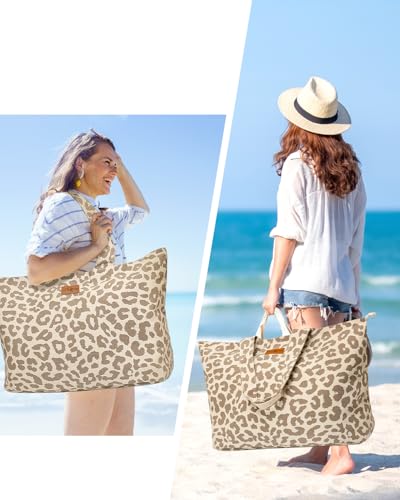 Image of GLORIEROO Extra Large Beach Bag for Women - Sandproof Over-Size Carry On Beach Essentials Tote with 5 Pockets Gifts for Women