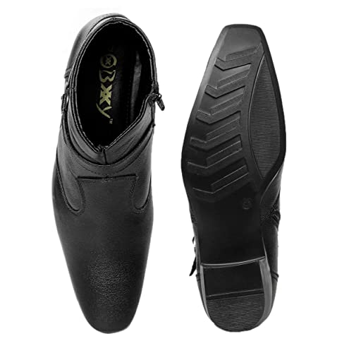 Image of BXXY Men's 2 Inch Heel Height Increasing Formal Ring Buckle Zipper Boots