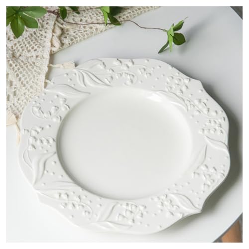Embossed of The Valley Series Ceramic Pasta Plate Pastry Dessert Deep Home Vegetable (11-inch plate)