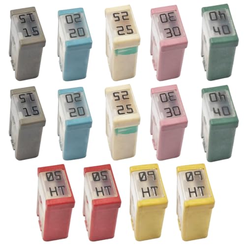 UHANBUT 14PCS 15A/20A/25A/30A/40A/50A/60A 32V Mini Slotted Automotive MCASE Shaped Cartridge