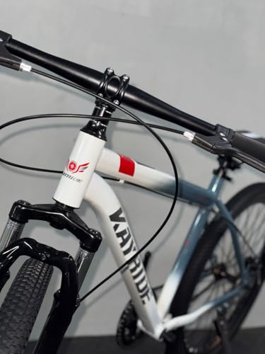 Image of Single Speed 26T Mountain Bicycle for Adults (18 Inch Steel Frame, Dual Disc Brakes, Alloy Rims, 26x2.40 Wide Tyres, Front Suspension, Mudguards & Side Stand, Unisex City & Trail MTB, White /Grey)
