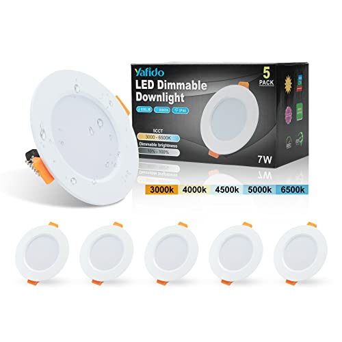 Yafido Dimmable Spot LED Encastrable Extra Plat 7W IP44 LED Spot Encastré AC220-240V 600LM 3000K/4000K/4500K/5000K/6500K Spot Salle de Bain, Lot de 5