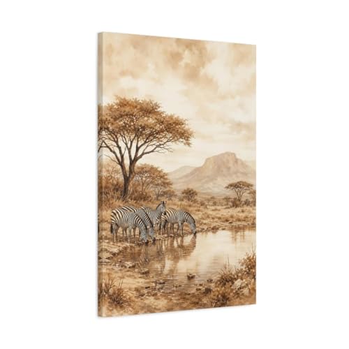 Toile zèbre lavis aquarelle sépia pour sublimer le mur de votre salon