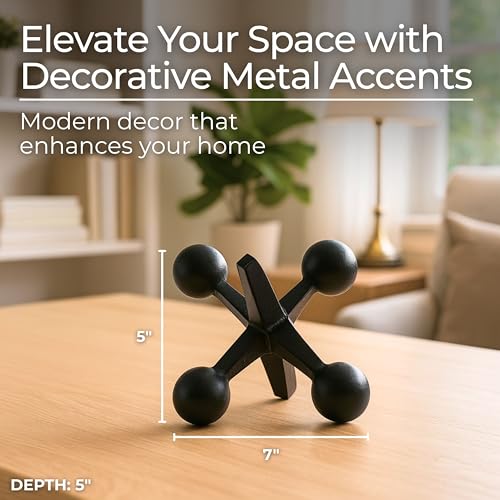 Objeto Decorativo Negro de Metal Jacks, Escultura Abstracta Moderna miniatura 3