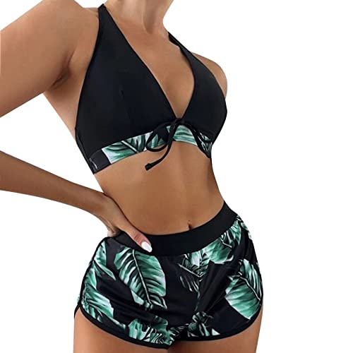 Short de bain femme lot de 3 avec haut tankini push-up vert taille M